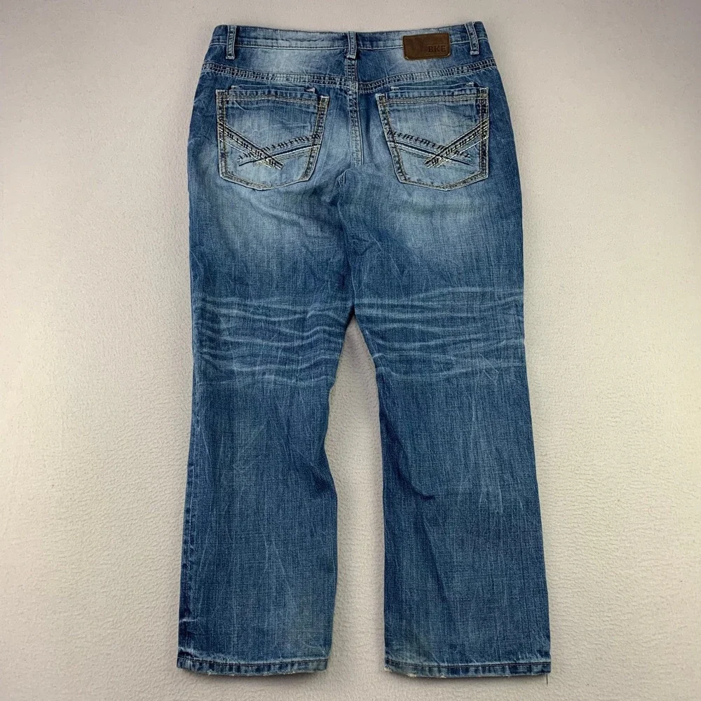 BKE Ryan Straight‎ Leg Jeans Men's 34S Blue Denim 100% Cotton Western Stretch
